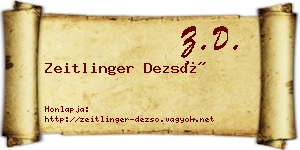 Zeitlinger Dezső névjegykártya